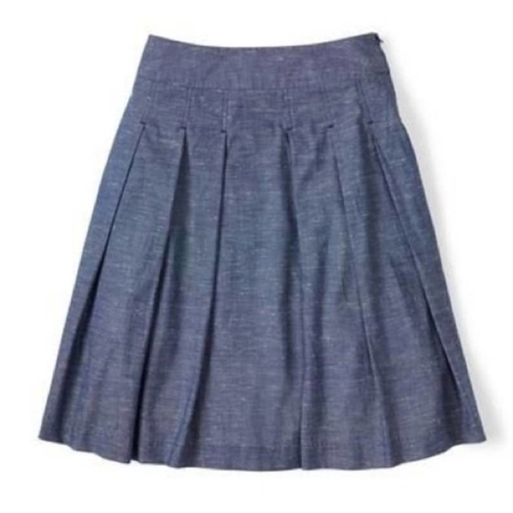 Boden Cara A-line Chambray Pleated Skirt